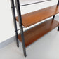 Vintage 1960s Teak & Black Metal Floor Shelf – Italian String Tomado Style