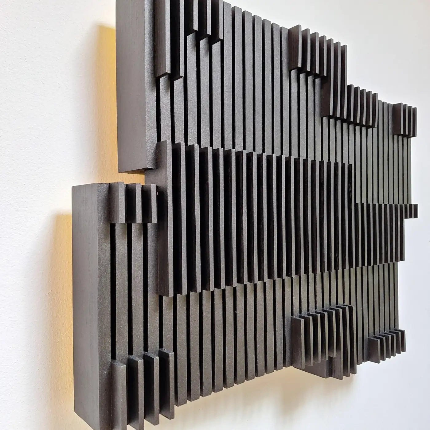 Symphonie verticale III modern grey black architectural painting relief 2025