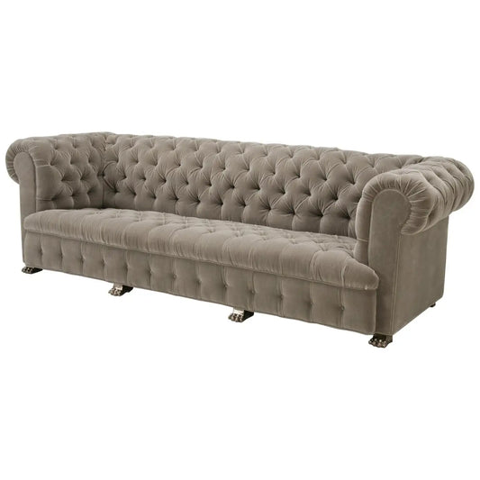 Custom Built Chesterfield Sofa in Mohair with Solid Bronze Nickel Plated Feet