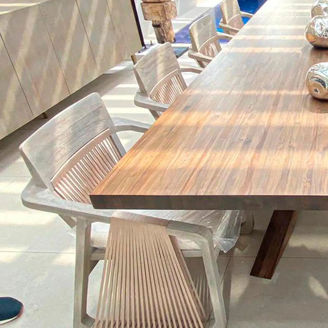 Outdoor Dining Chairs in Grey Teak 'Set of 4'