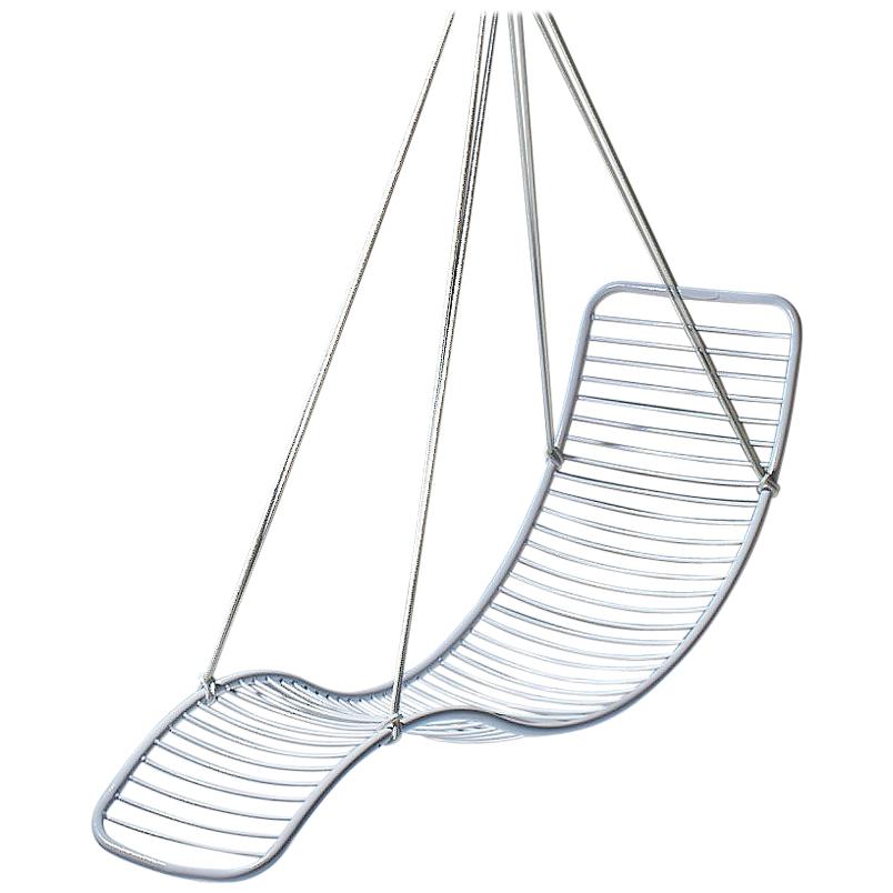 Wireframe hanging chair on a white background