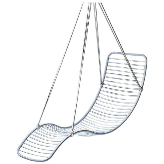 Wireframe hanging chair on a white background