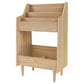 Wooden bookshelf with two shelves on a white background