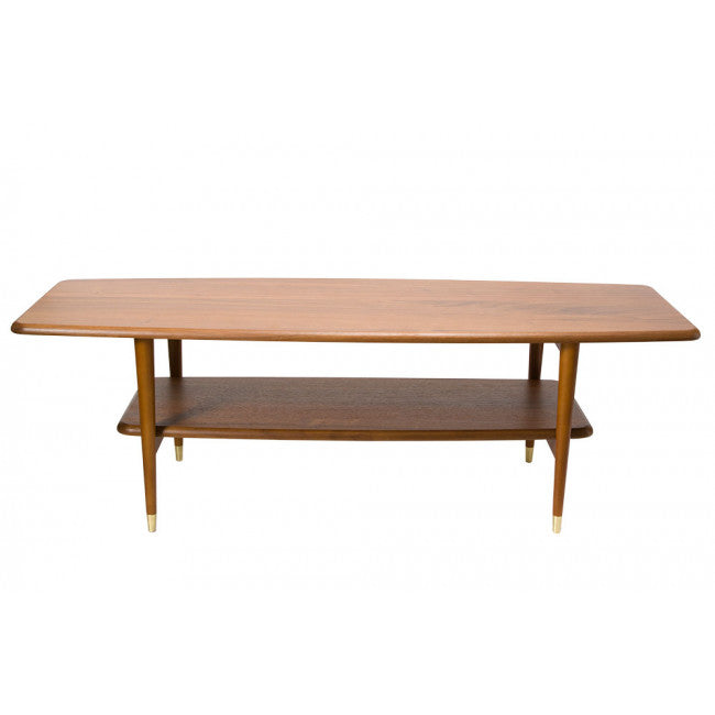 Walnut Wood Veneer Coffee Table – Modern Rectangular Living Room Table