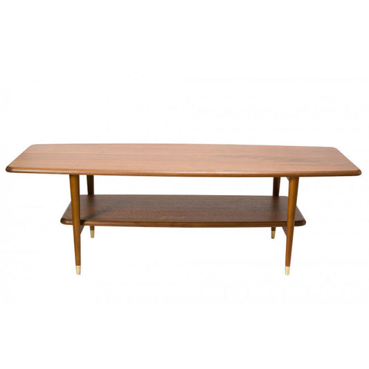 Walnut Wood Veneer Coffee Table – Modern Rectangular Living Room Table