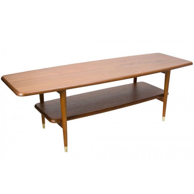 Walnut Wood Veneer Coffee Table – Modern Rectangular Living Room Table