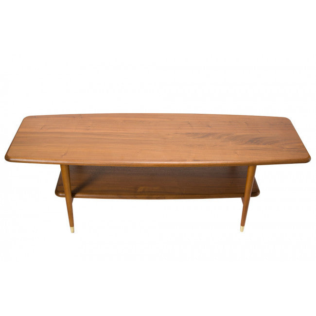 Walnut Wood Veneer Coffee Table – Modern Rectangular Living Room Table