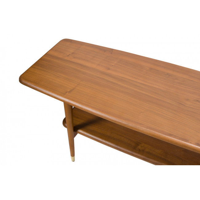 Walnut Wood Veneer Coffee Table – Modern Rectangular Living Room Table