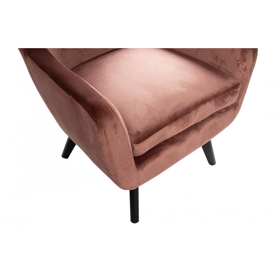 Armchair Dunkel, velvet, old pink color, H103x78x80cm, seat height 50cm