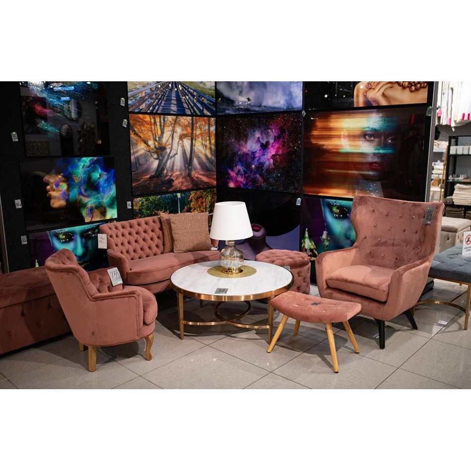 Armchair Dunkel, velvet, old pink color, H103x78x80cm, seat height 50cm