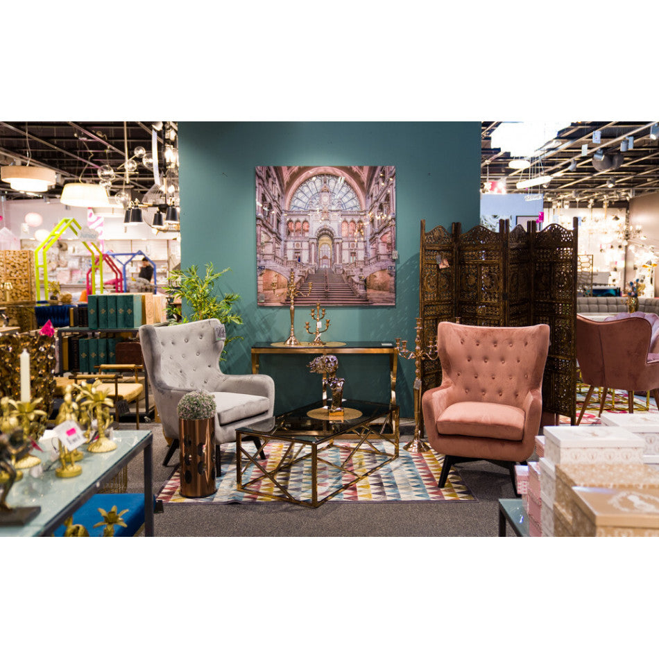 Armchair Dunkel, velvet, old pink color, H103x78x80cm, seat height 50cm