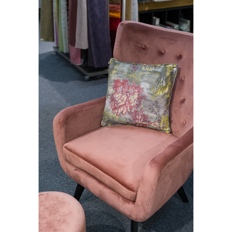 Armchair Dunkel, velvet, old pink color, H103x78x80cm, seat height 50cm