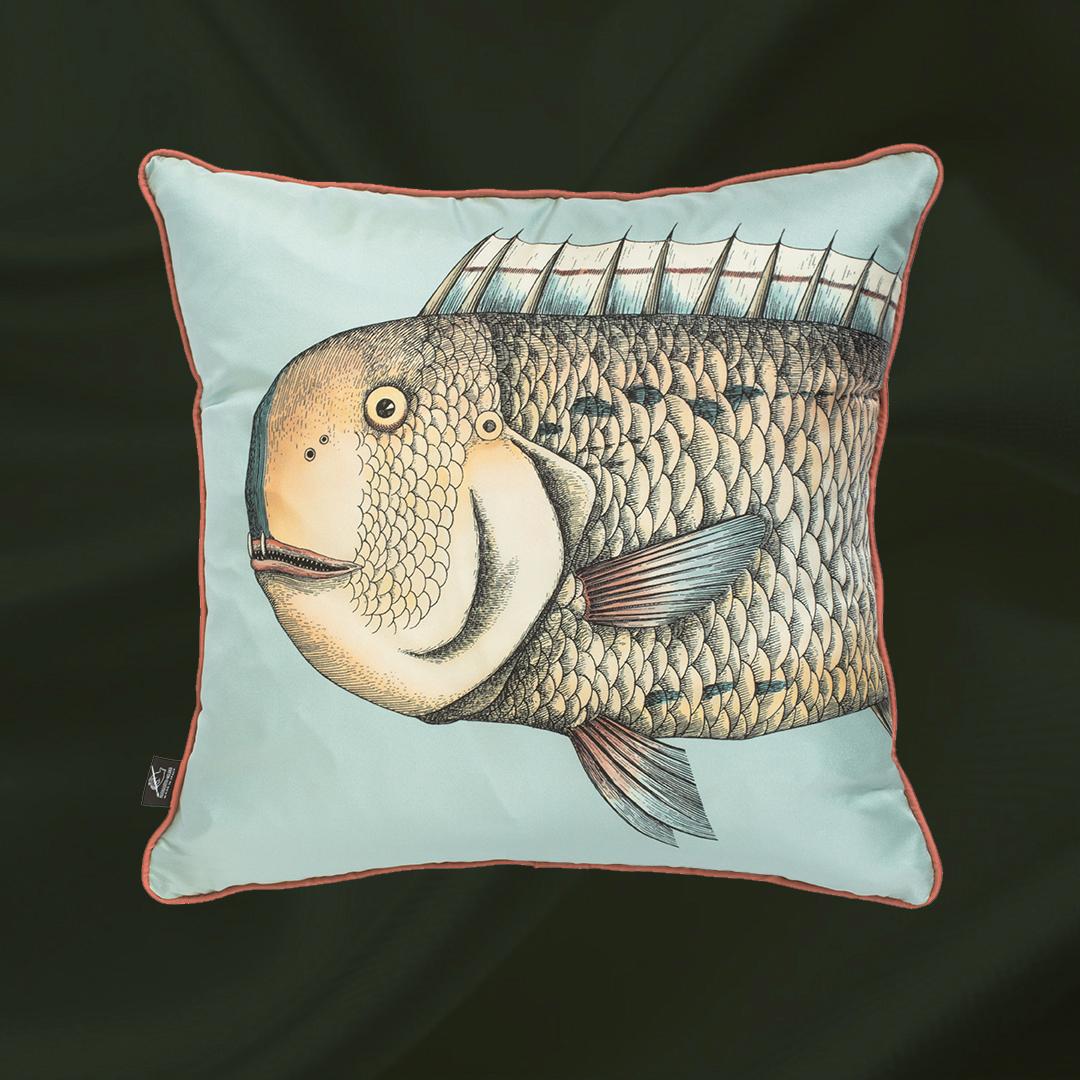 Set of 2 Fornasetti “Grande Pesce” Silk Cushion