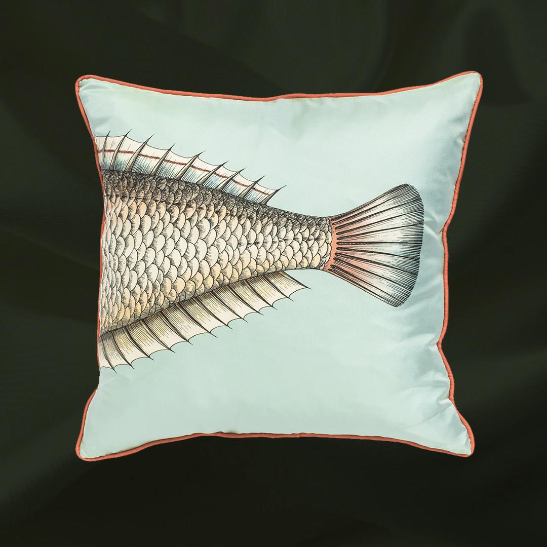 Set of 2 Fornasetti “Grande Pesce” Silk Cushion
