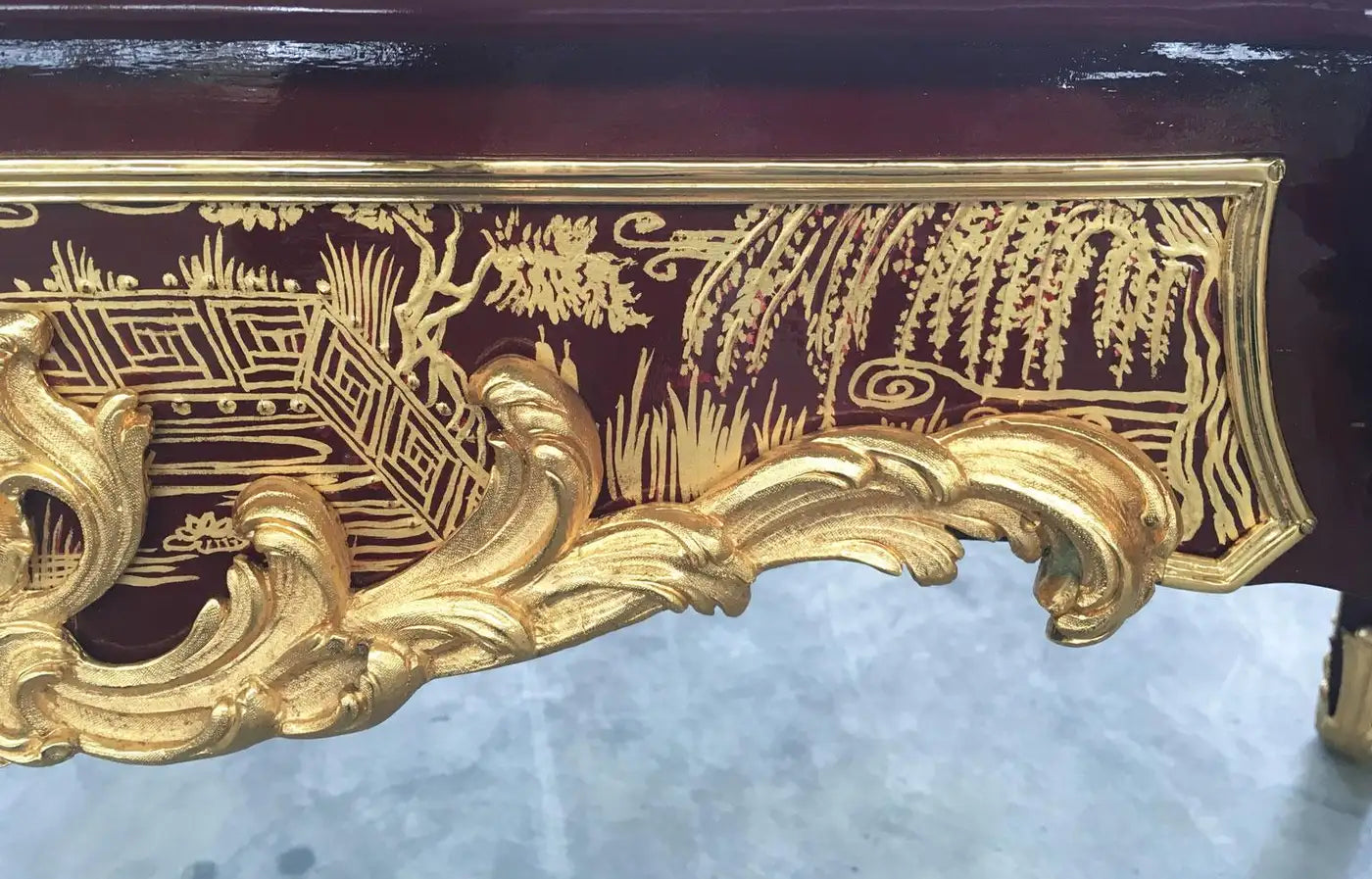 One-of-a-Kind Italian Red Berry Lacquered Writing Desk