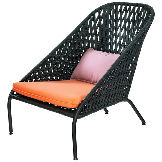 Easy Chair Outdoor with Hand-Weaved Aluminium Frame and Synthetic Fiber Seat