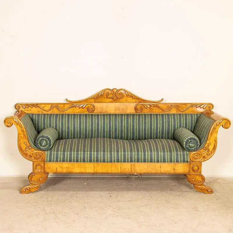 Antique 19th Century Yellow Birch Sofa Settee