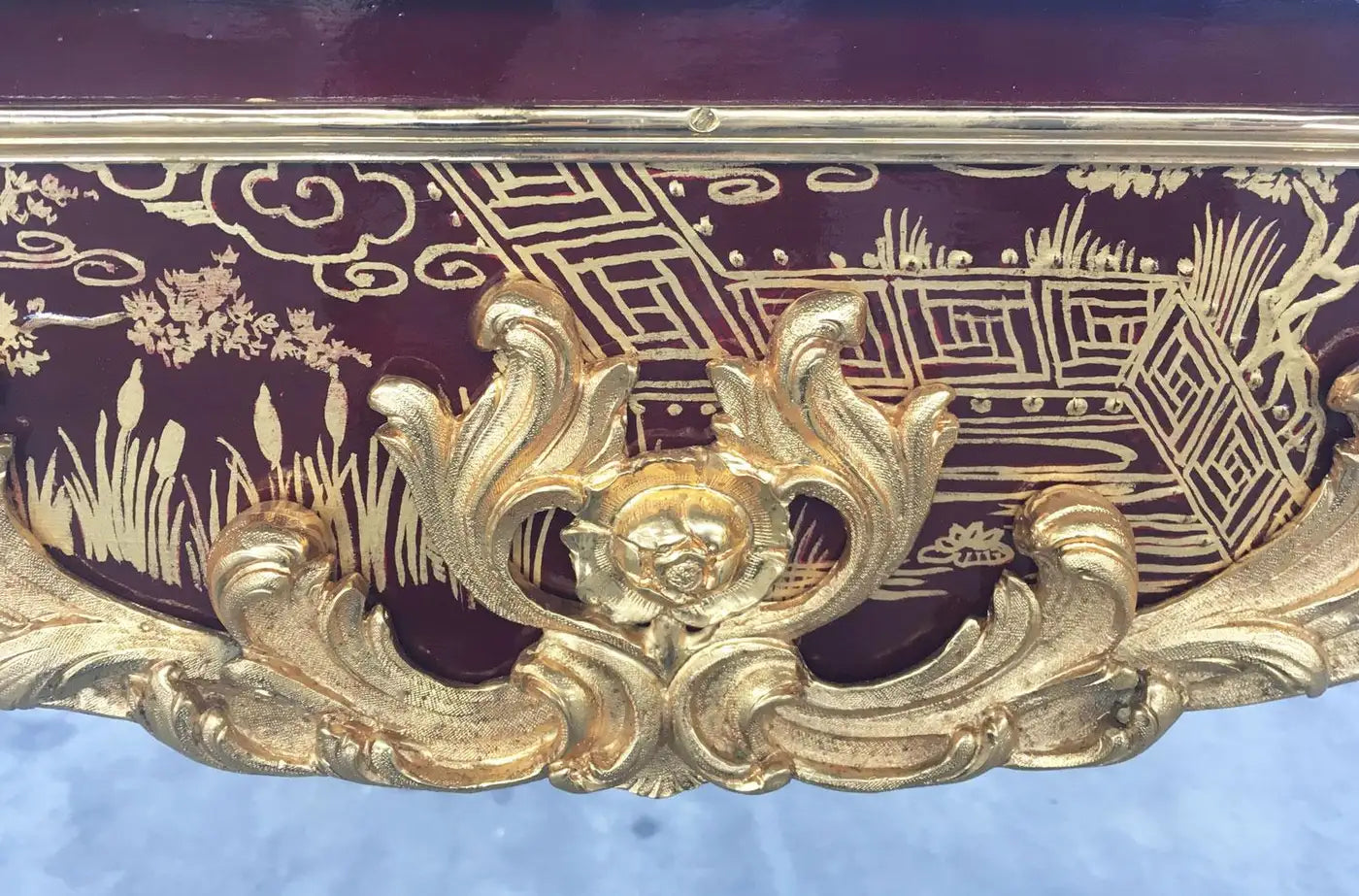 One-of-a-Kind Italian Red Berry Lacquered Writing Desk