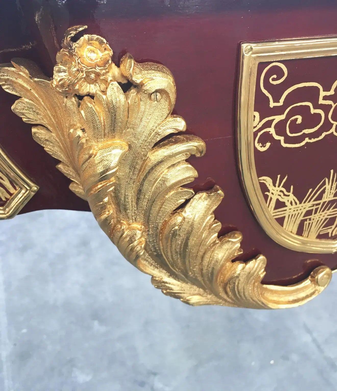 One-of-a-Kind Italian Red Berry Lacquered Writing Desk