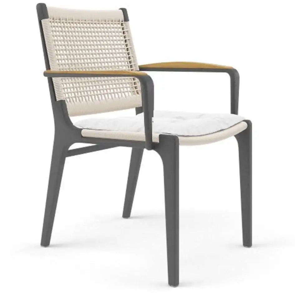 Outdoor Dining Chair with Armrests & Rope Detailing / Set of 6