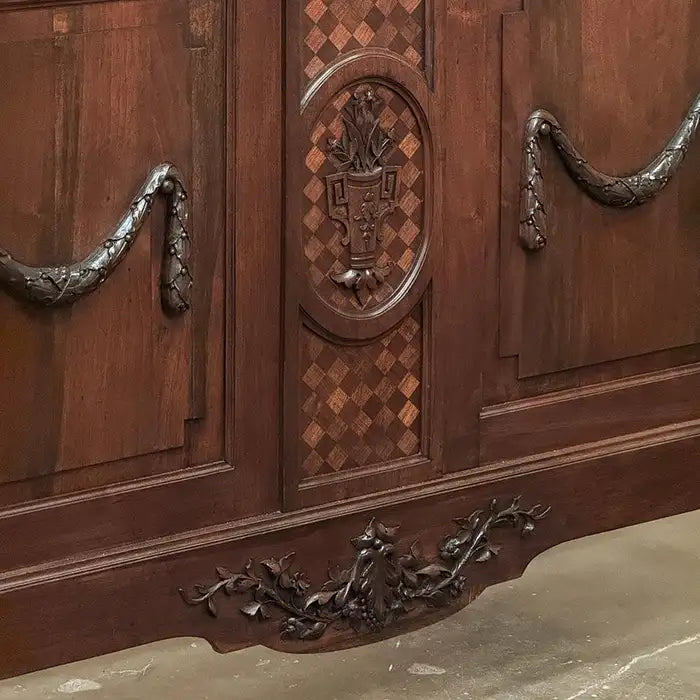Antique French Louis Xvi Walnut Bed – Hand-carved, Early 1900S