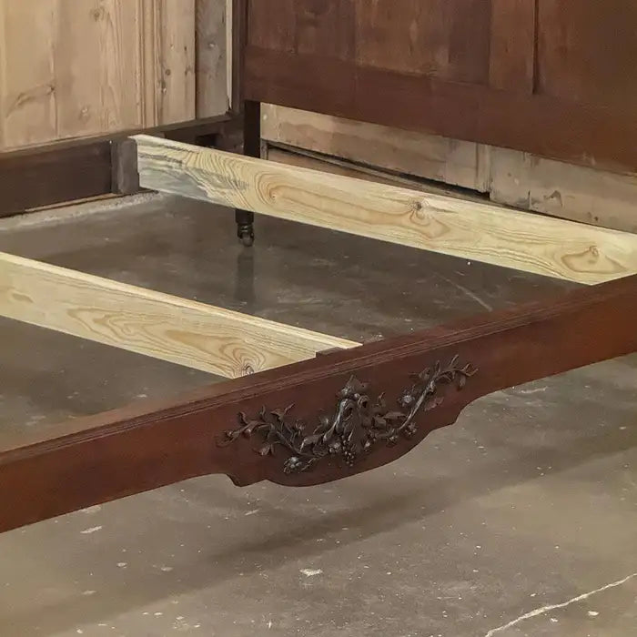 Antique French Louis Xvi Walnut Bed – Hand-carved, Early 1900S