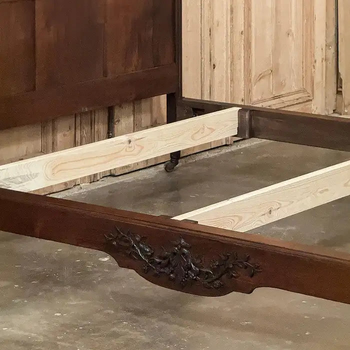 Antique French Louis Xvi Walnut Bed – Hand-carved, Early 1900S