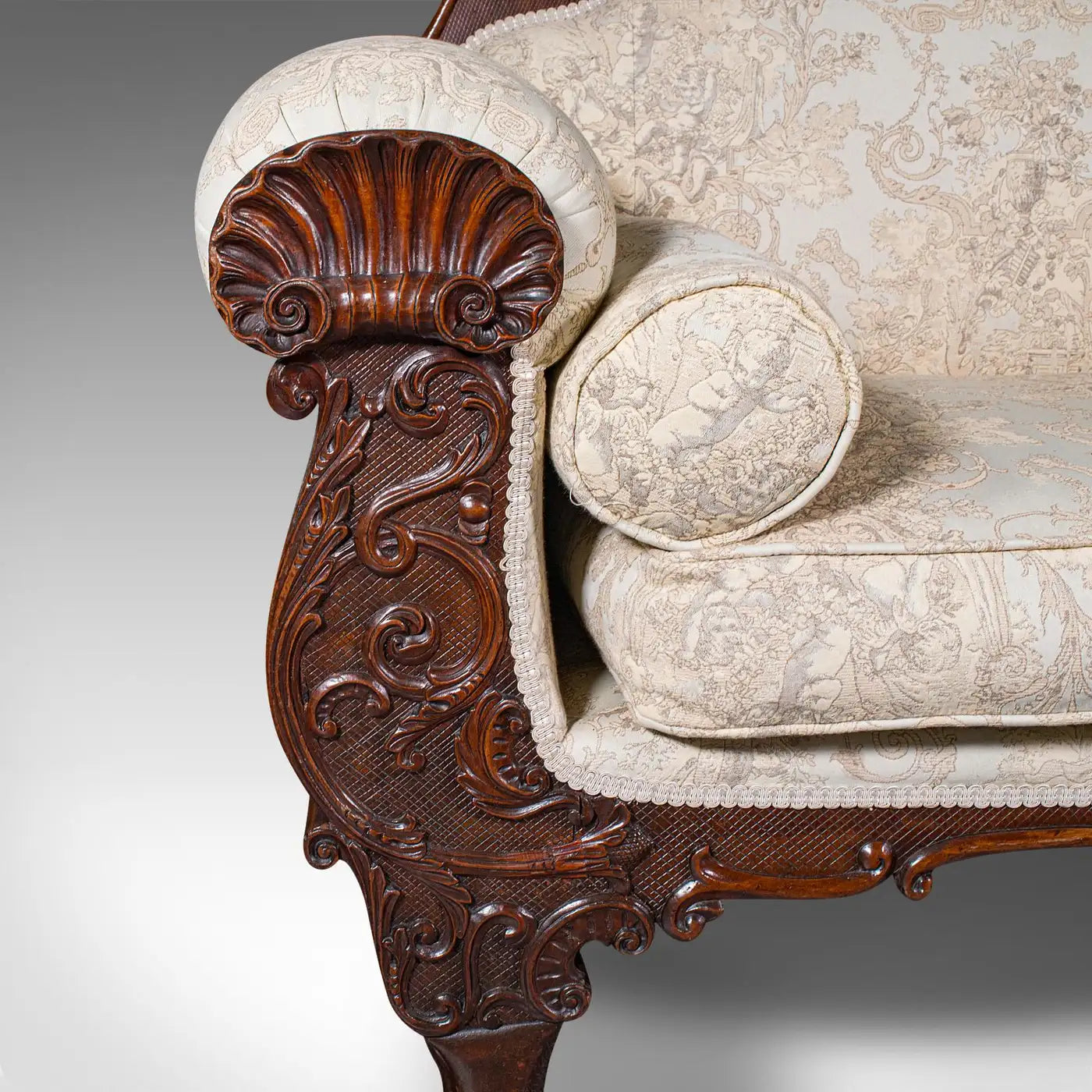 Antique Drawing Room Sofa, English, Large 2 Seat Settee, Show Frame