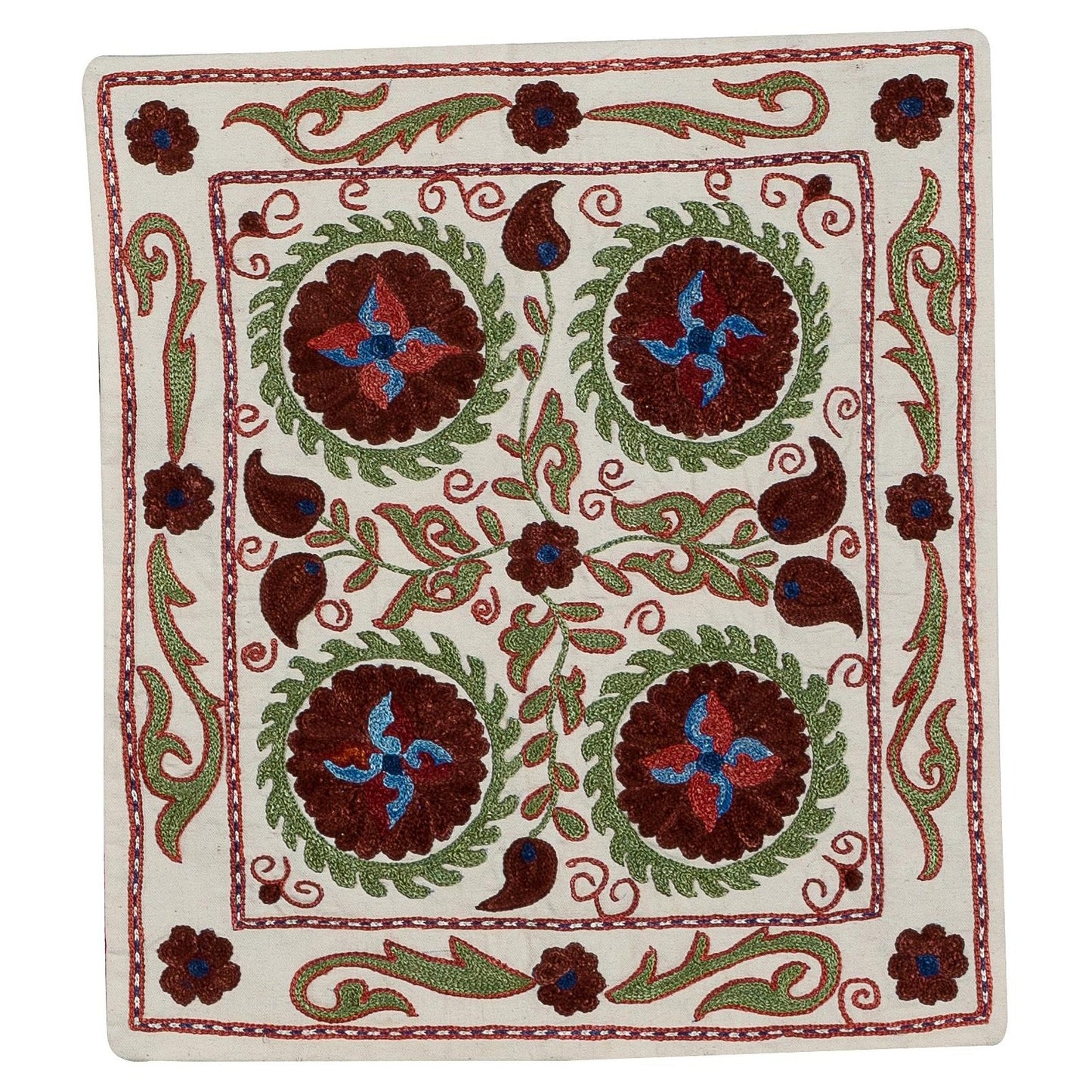 Suzani Hand-Embroidered Silk Pillow Case 46 x 61 cm