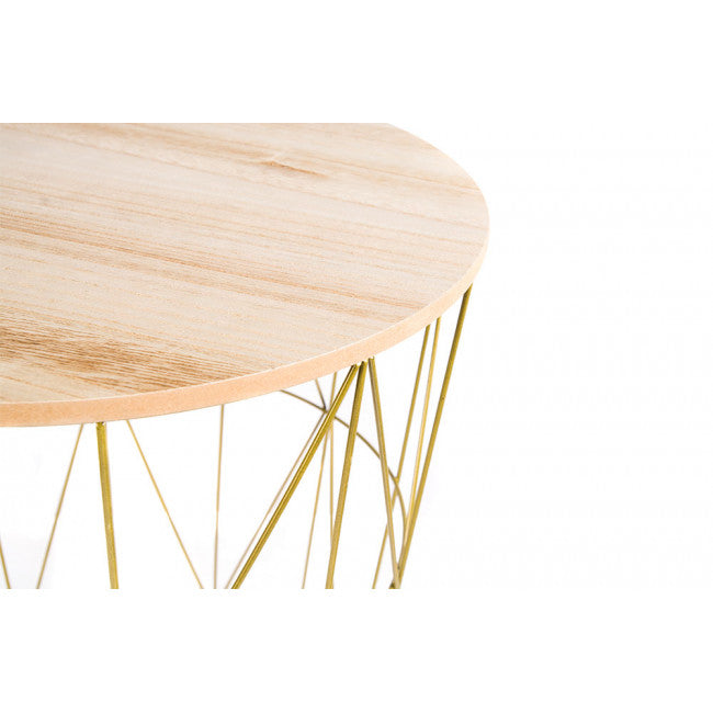 Round Side Table with Removable Tray – Gold Modern Design