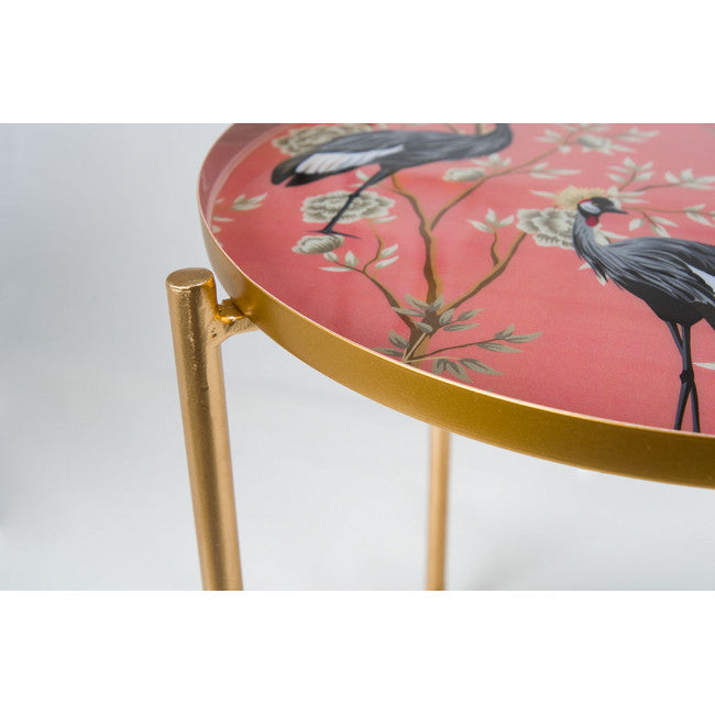 Krano S Side Table – Pink Metal Round Accent Table