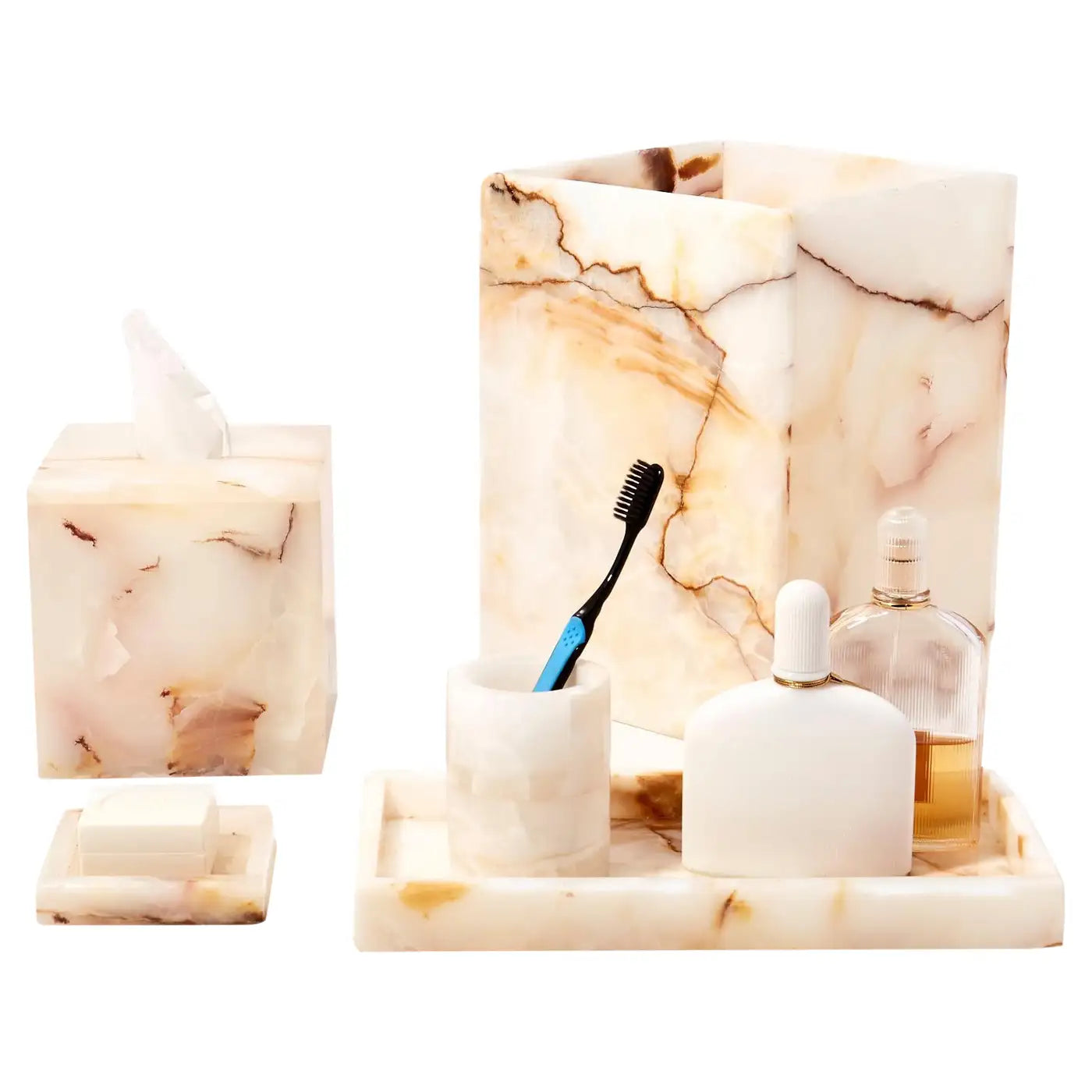 Carolina Onyx Bathroom Accessory Set and Paper Bucket