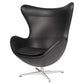 Set of Egg Lounge Chairs – Black Aniline Leather, Iconic Design