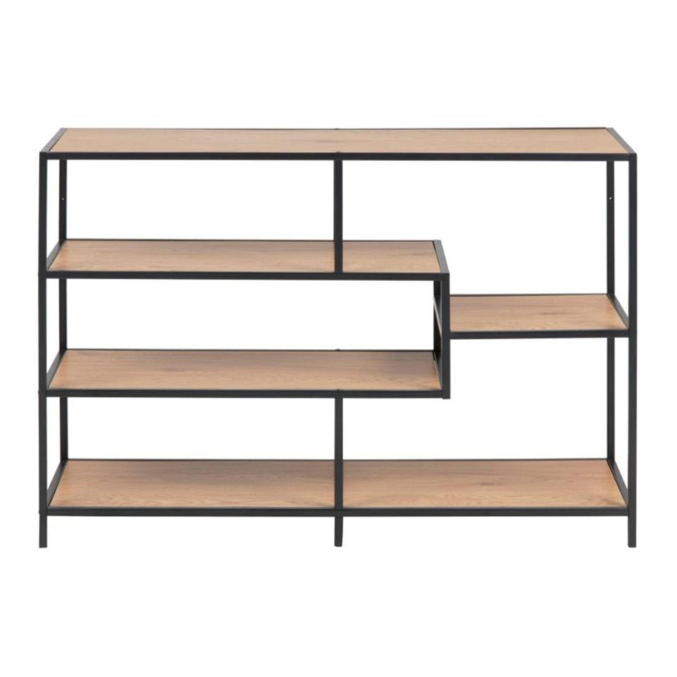 Bookcase Seaford IV, oak/black, H78x114x35cm