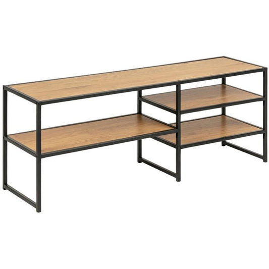 Seaford TV Table – Oak Wood with 3 Shelves, 120×33×46 cm