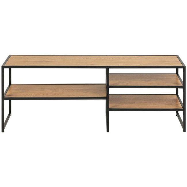 Seaford TV Table – Oak Wood with 3 Shelves, 120×33×46 cm