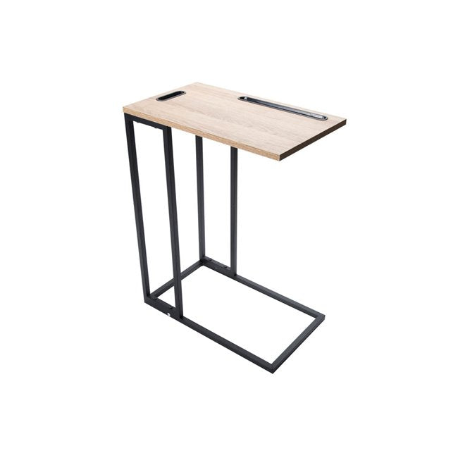 Tablet Side Table with Tablet & Phone Holder – Wood & Metal