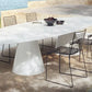 Outdoor Elliptical Dining Table with Brushed Travertine Effect