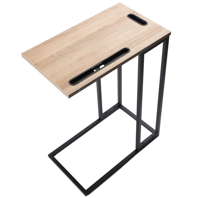Tablet Side Table with Tablet & Phone Holder – Wood & Metal