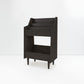 Black wooden side table on a white background