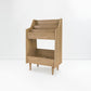 Wooden side table with a drawer on a white background