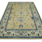 Turkish Oushak Wool Rug – Beige & Blue Handwoven 178 x 259 cm