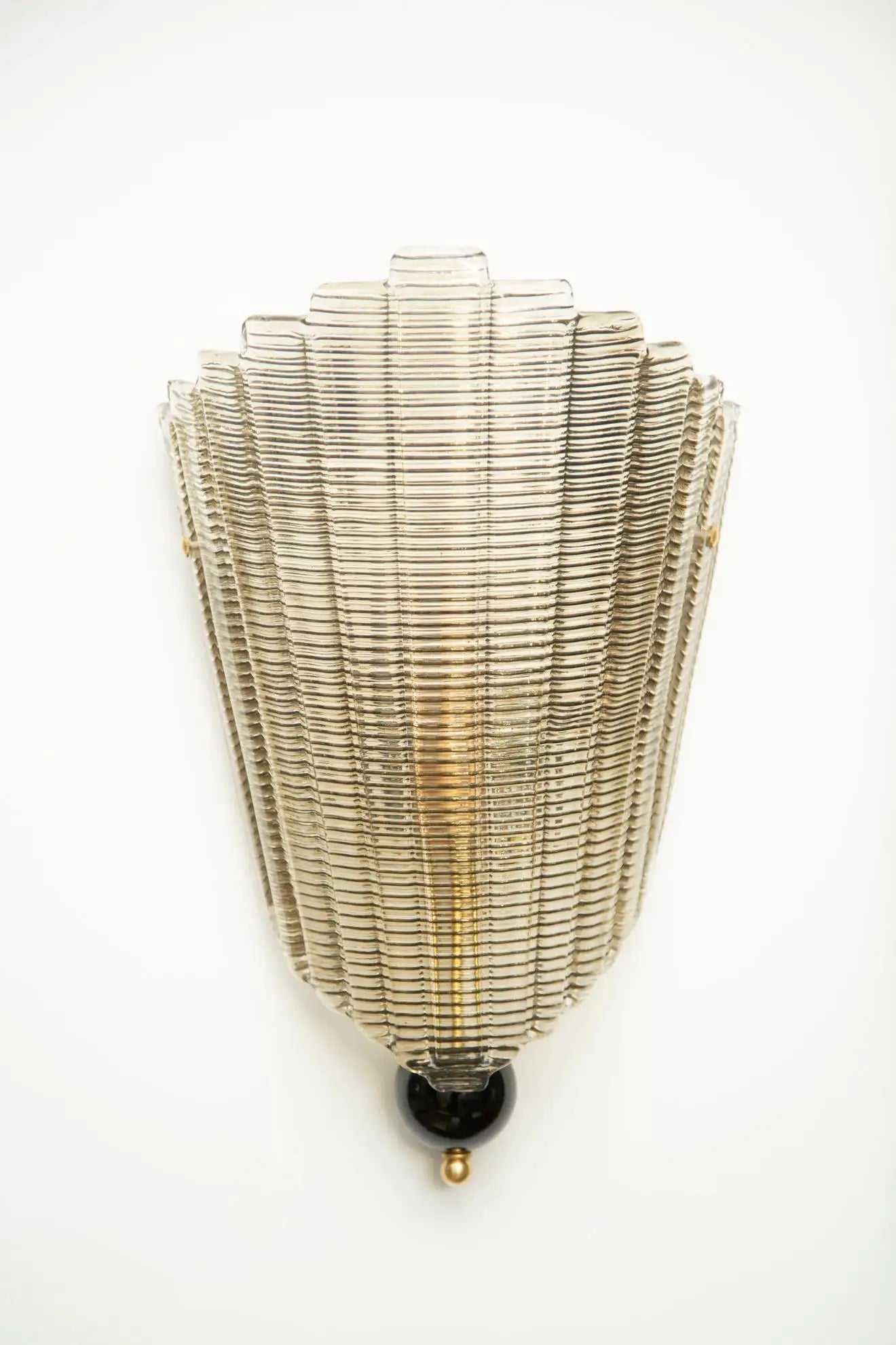 Set of Six Murano Glass Wall Sconces, Art Deco Style, in Stock