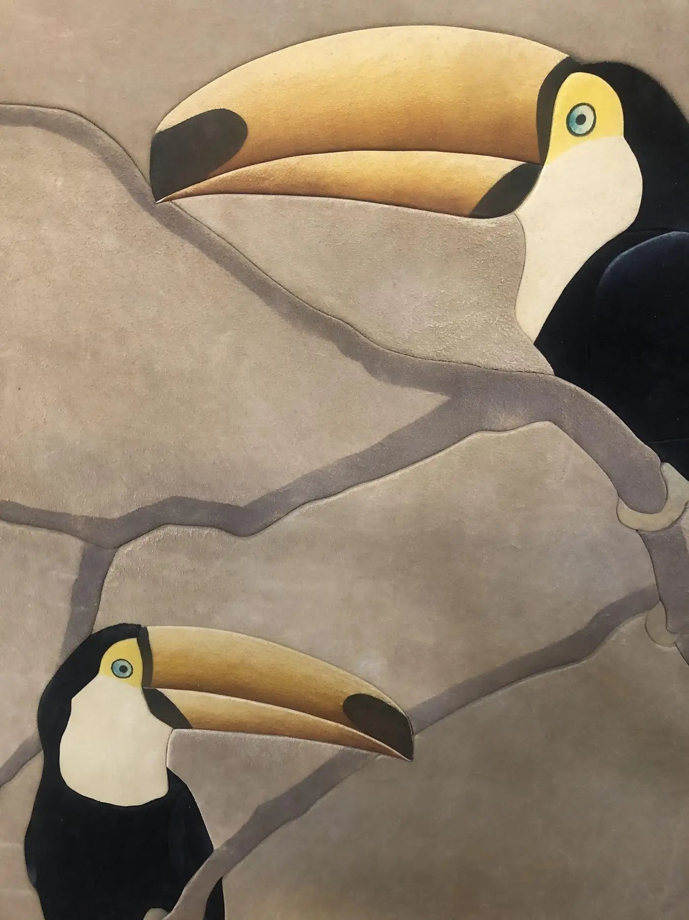 Large Suede Tropical Toucan Suede Wall Art, Signed