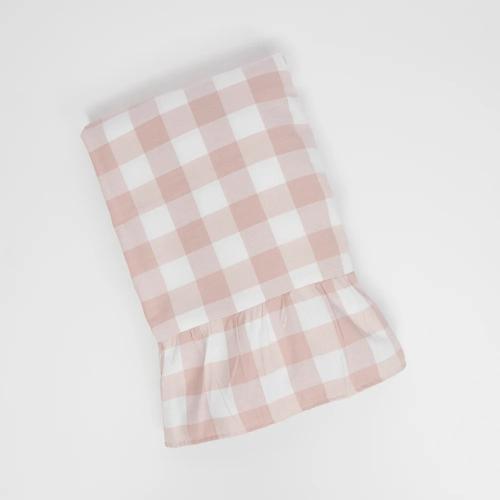 Blush Pink Gingham Cotton-Blend Tablecloth – 165 x 295 cm