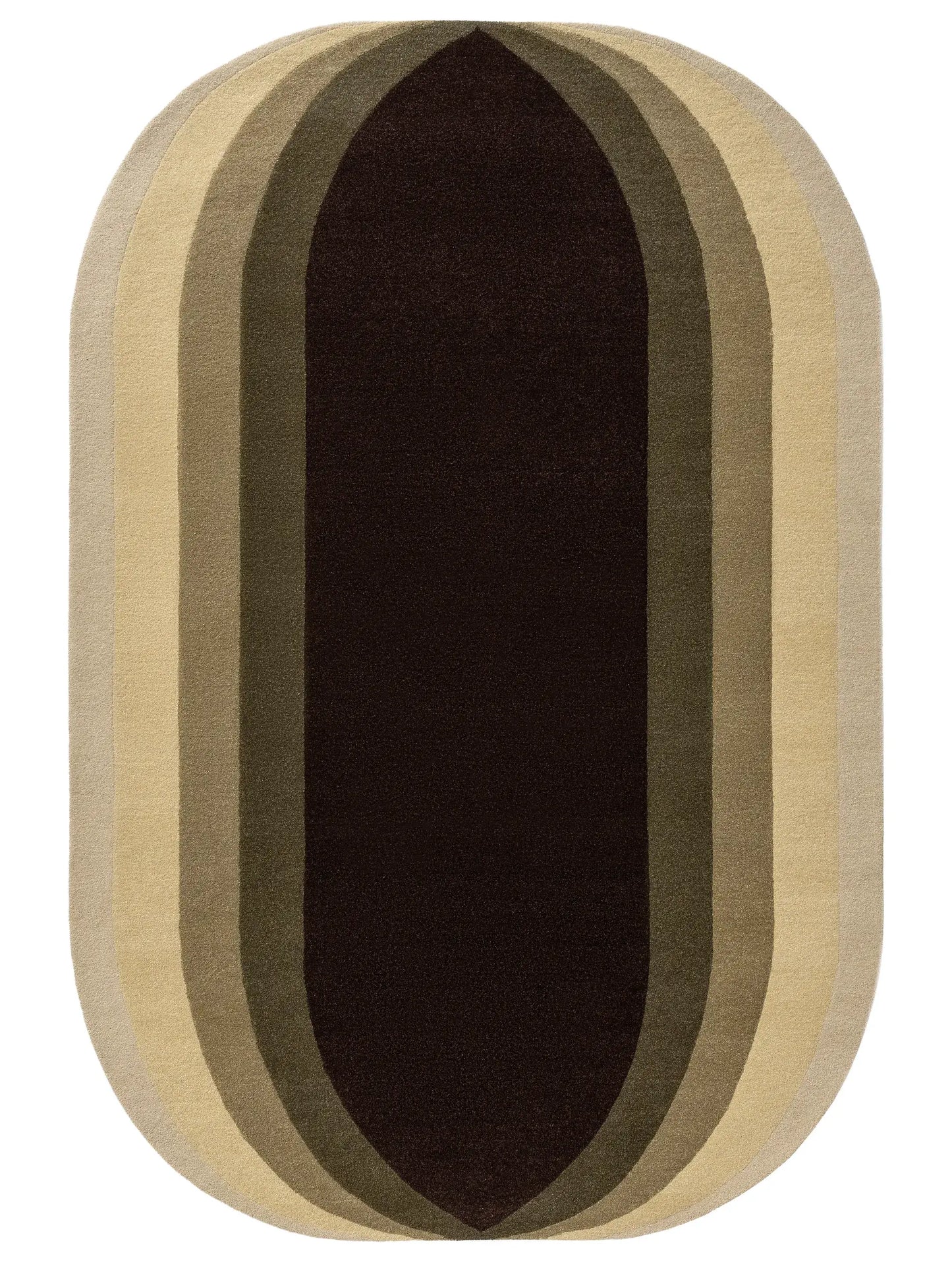 Green Geometric Textured Wool Rug