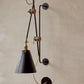 Modern Iron and Black Leather Grace Articulating Wall Sconce, Hardwired