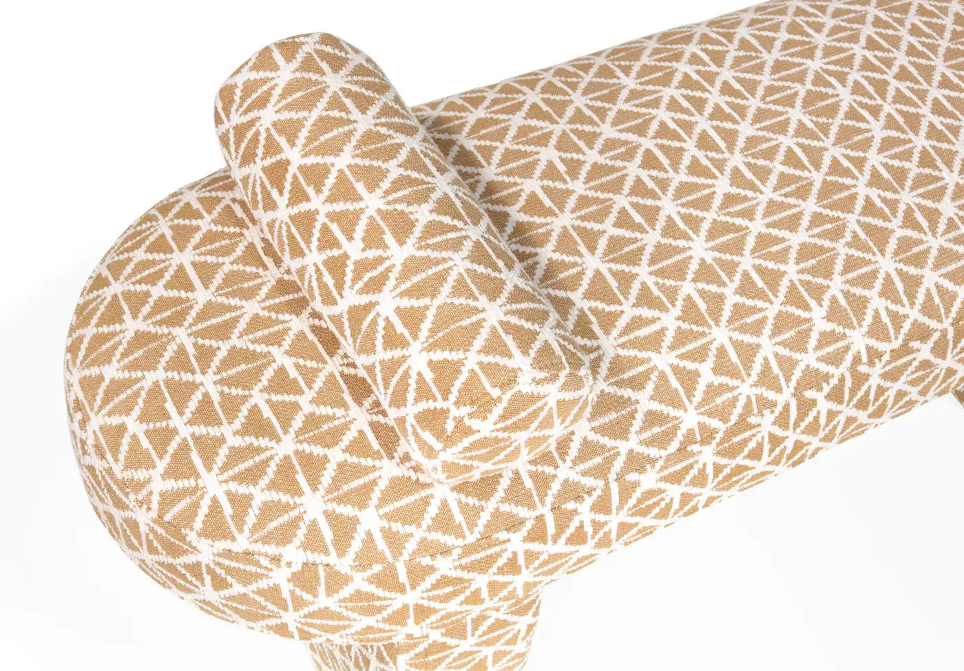 Roll of fabric with a geometric pattern on a white background