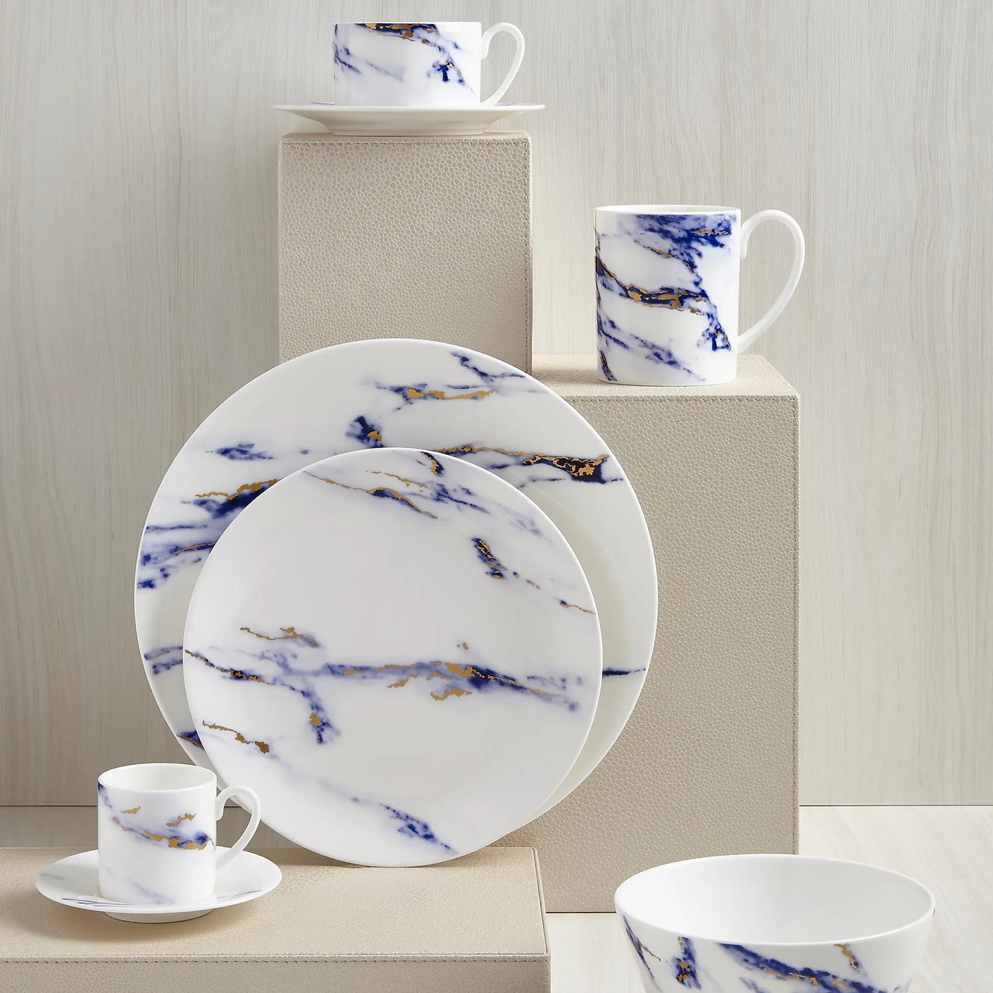 Marble Azure 2-Piece Espresso Cup & Saucer Set