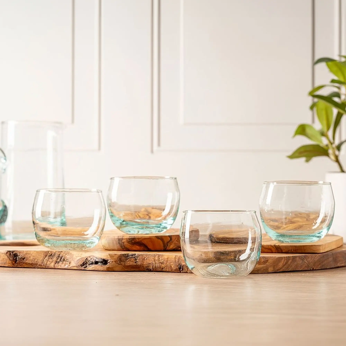 Moroccan Stemless Goblet Glasses – Set of 4, Clear